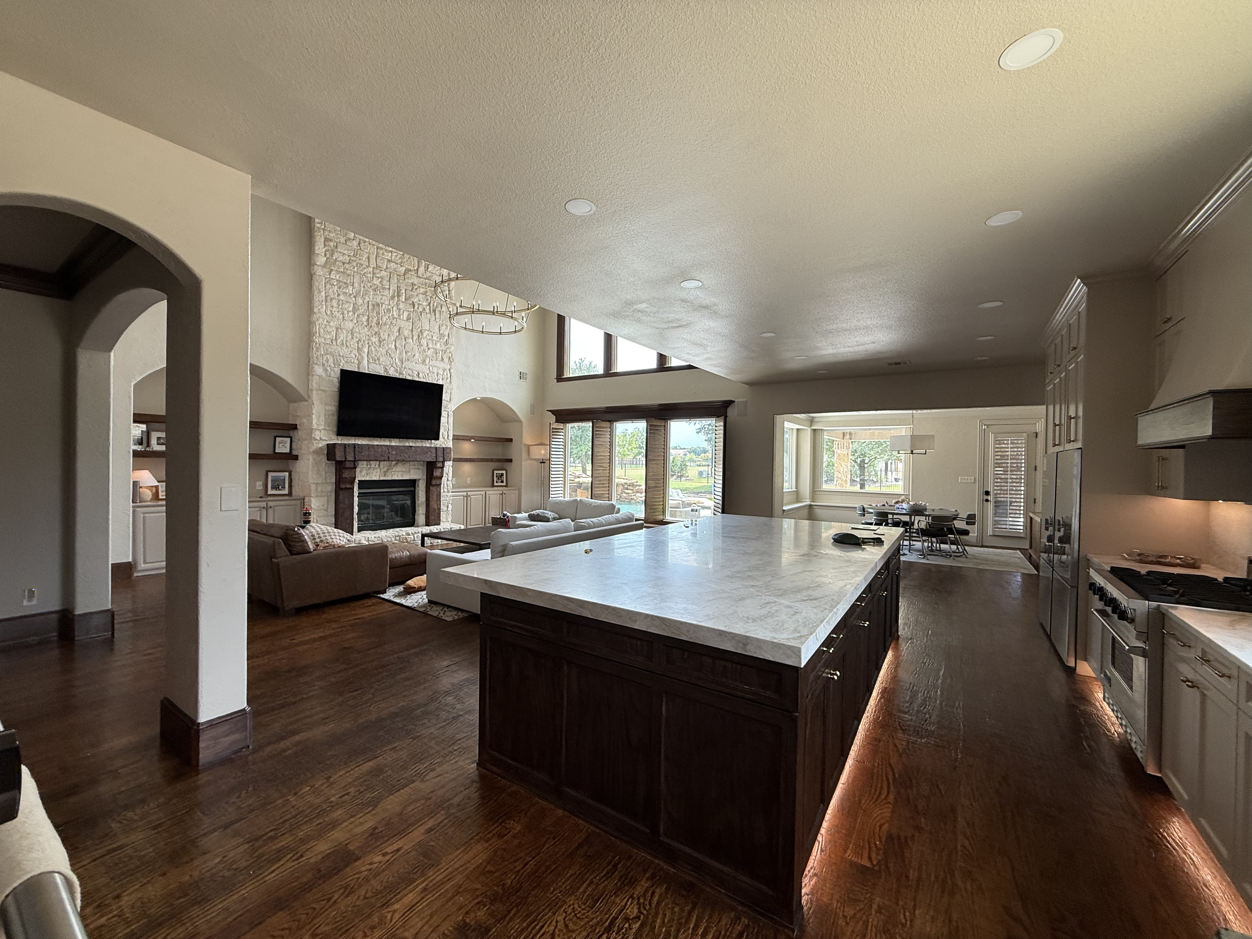 Luxury open-concept kitchen and living room renovation